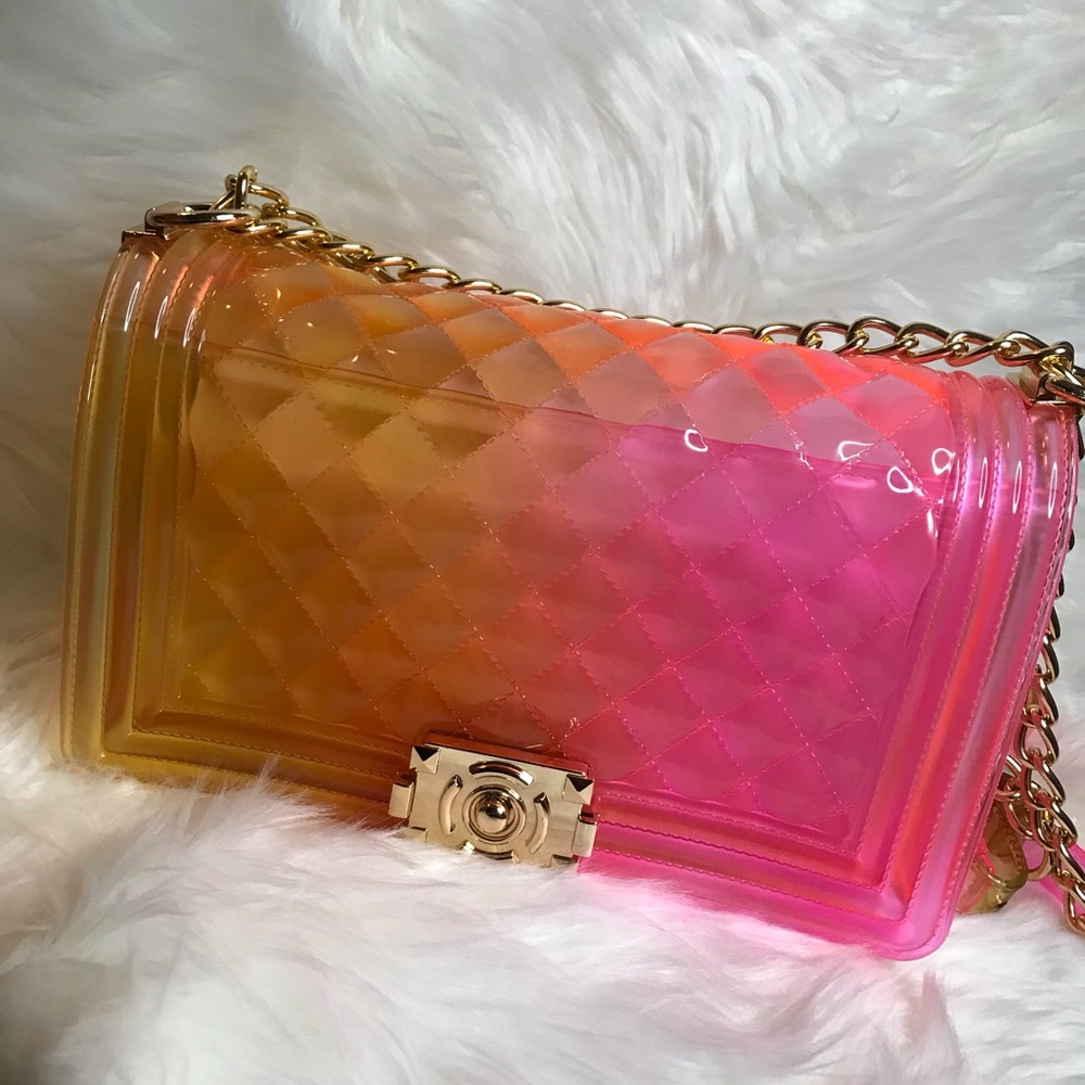 Yellow & Pink Translucent Jelly Handbag